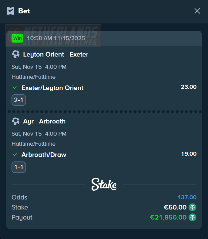 halftime fulltime fixed matches 100% sure 15.11.2025