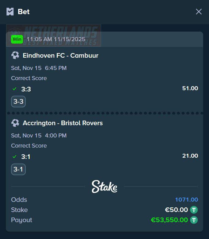 fixed matches correct score high odds 15.11.2025