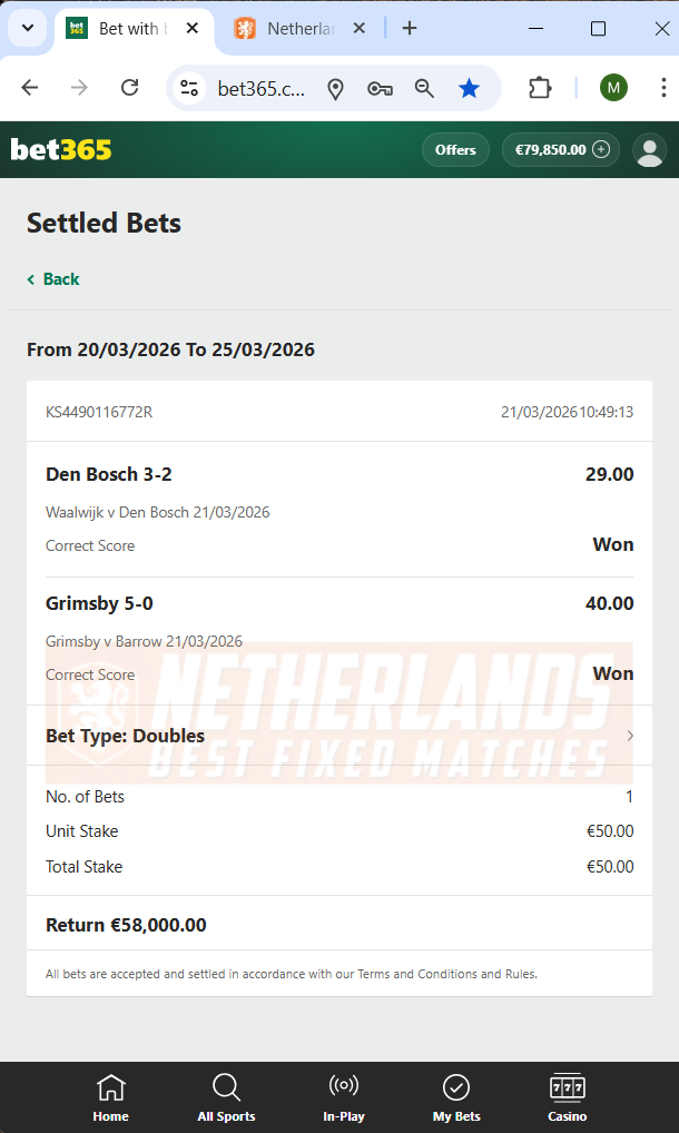 fixed matches correct score high odds 21.03.2026