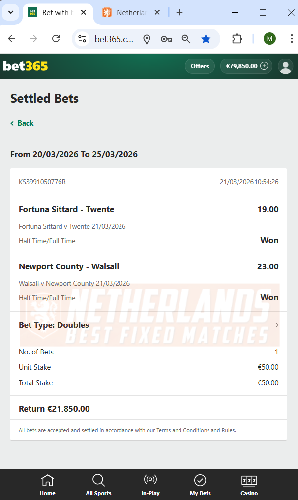 halftime fulltime fixed matches 100% sure 21.03.2026