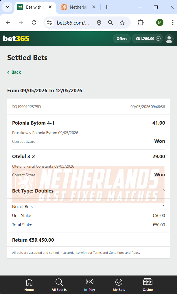 fixed matches correct score high odds 09.05.2026