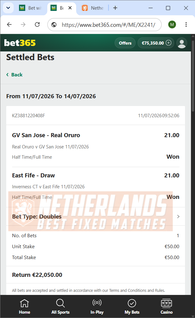halftime fulltime fixed matches 100% sure 11.07.2026