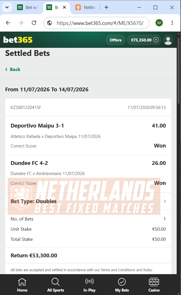 fixed matches correct score high odds 11.07.2026