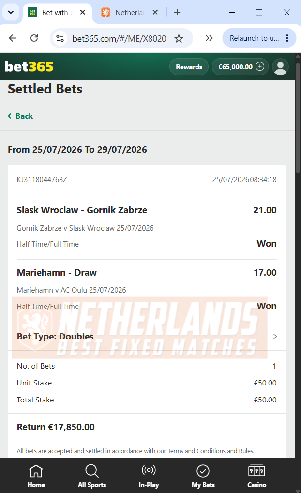 halftime fulltime fixed matches 100% sure 25.07.2026