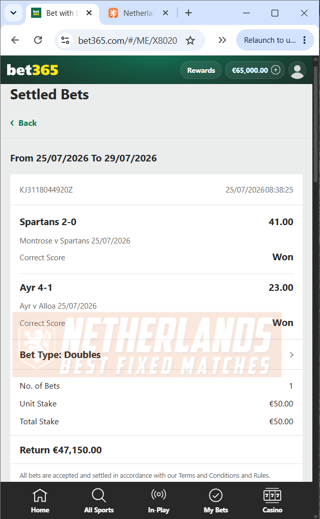 fixed matches correct score high odds 25.07.2026