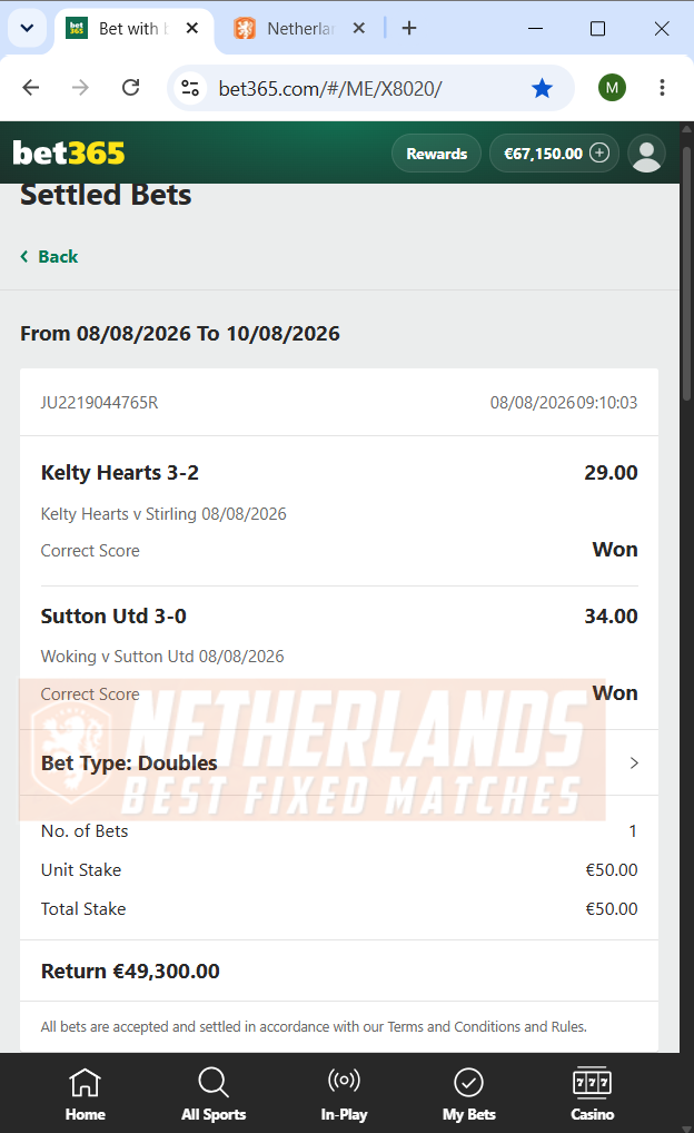 fixed matches correct score high odds 08.08.2026