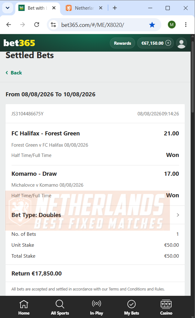 halftime fulltime fixed matches 100% sure 08.08.2026