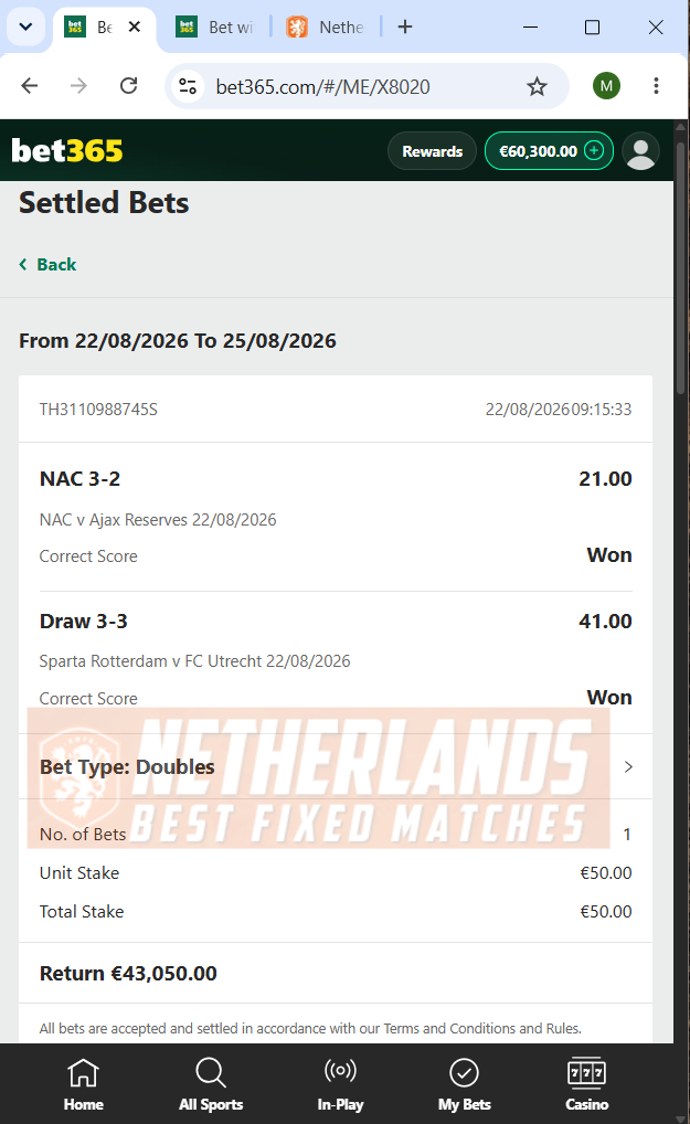 fixed matches correct score high odds 22.08.2026