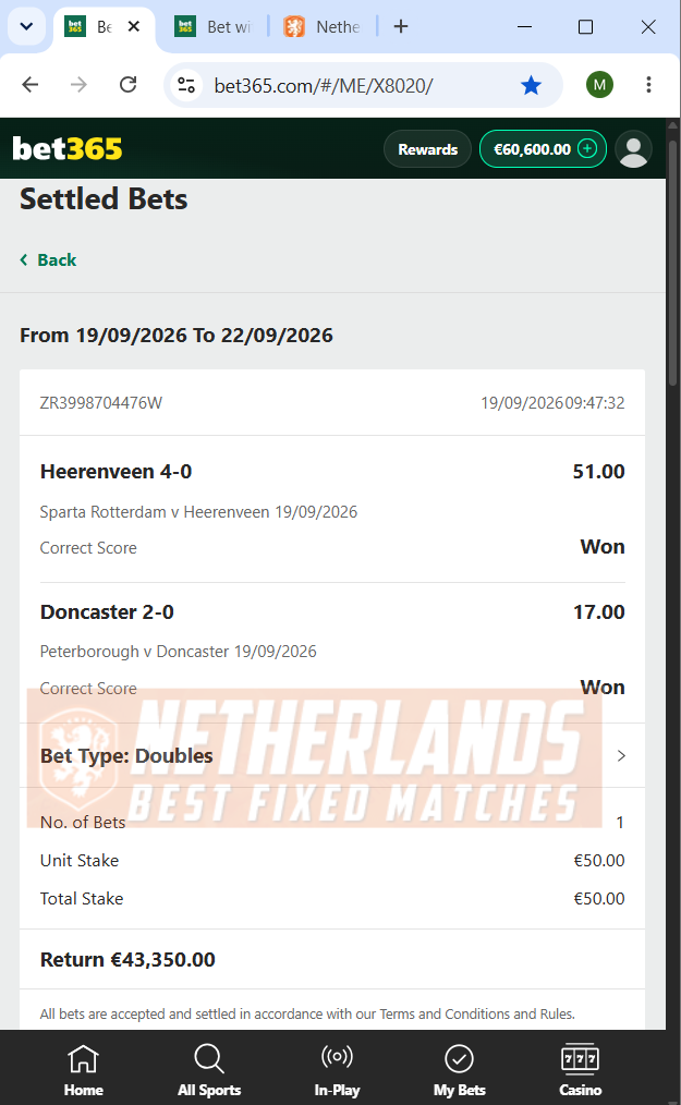 fixed matches correct score high odds 19.09.2026