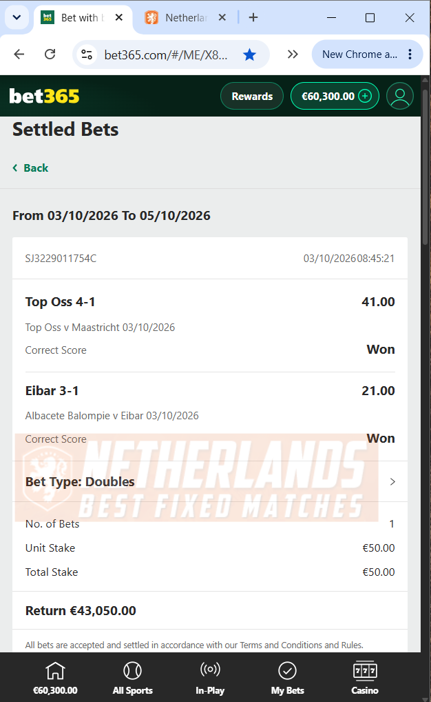 fixed matches correct score high odds 03.10.2026