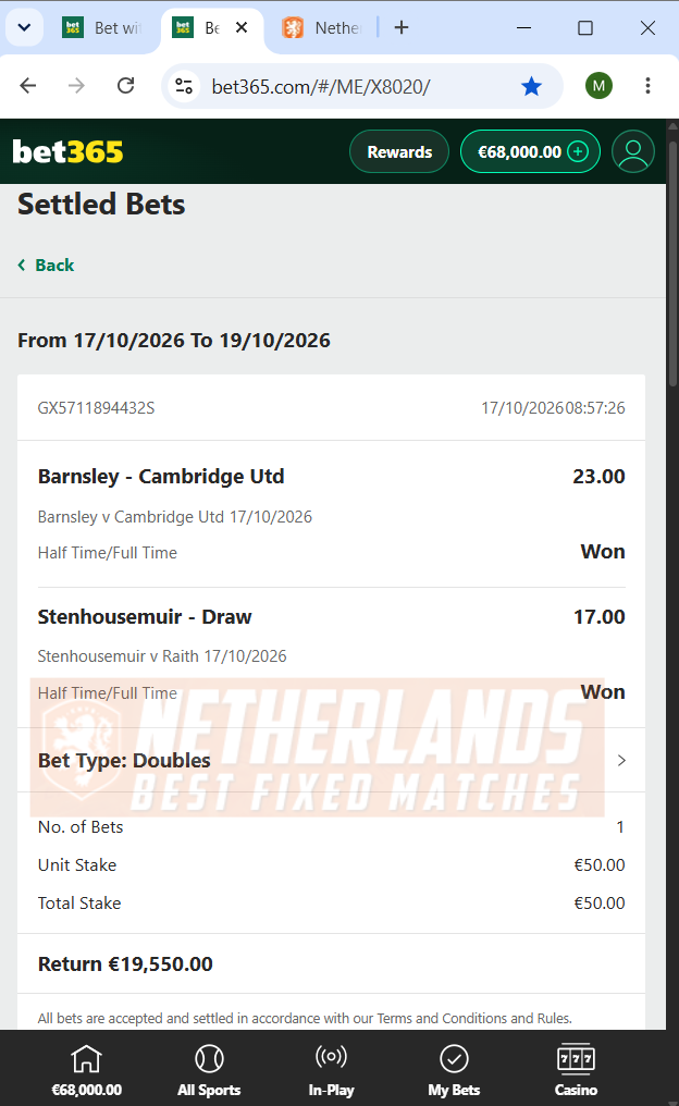 halftime fulltime fixed matches 100% sure 17.10.2026